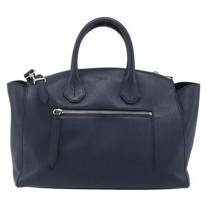 Bally Vintage Handbag Leather Navy Leather Handbag
